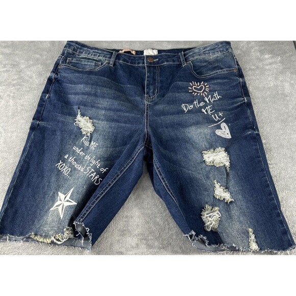 Elite Premium Denim 15 / 16 Cut Offs Jeans Grunge Y2K Art Distress Graphic - Picture 2 of 15